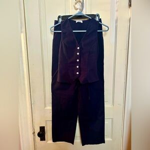 Navy blue, linen vest and pant set